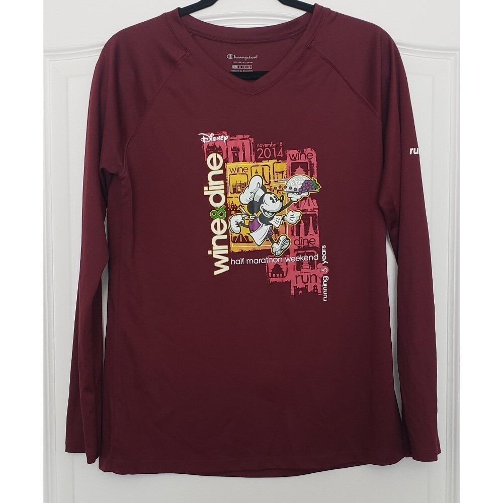 Champion Disney Wine & Dine Half Marathon 2014 Long Sleeve Shirt Maroon Large